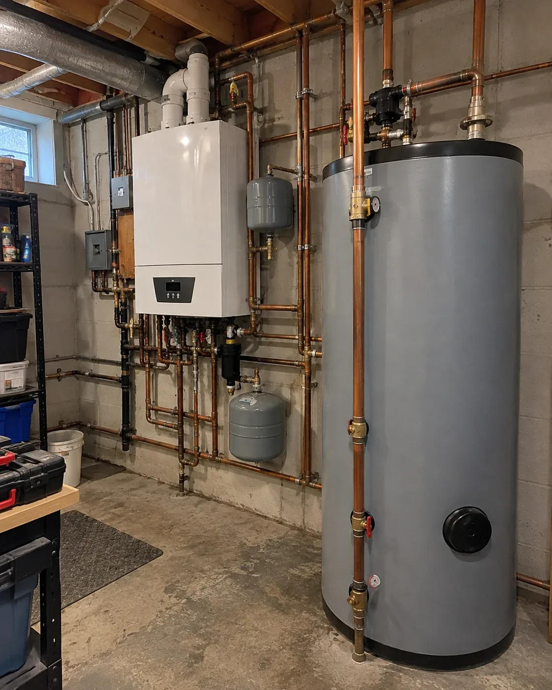 Wall-mounted heat-only gas boiler with heating pipe connections